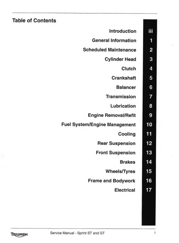 Triumph 2011 Sprint GT SE Service Manual - Image 4