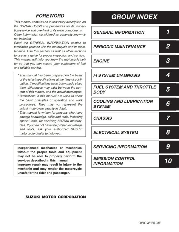 Suzuki 2008 V-Strom 650 Service Manual - Image 4