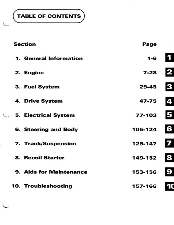 Arctic Cat 1995 Puma Snowmobile Service Manual - Image 4